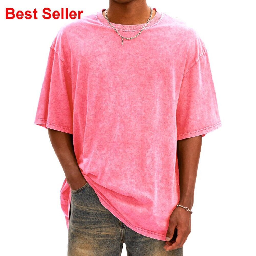 Oversized Acid Washed Cotton Tee Distressed Relaxed Fit Unisex Large